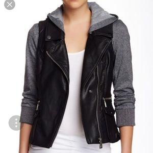 BNCI by blanc noir vegan leather zip out hoodie